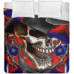 Confederate Flag Usa America United States Csa Civil War Rebel Dixie Military Poster Skull Duvet Cover Double Side (king Size) by Sapixe