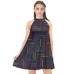 Lines Line Background Halter Neckline Chiffon Dress  by Nexatart