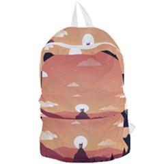 Design Art Hill Hut Landscape Foldable Lightweight Backpack by Nexatart