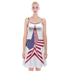 A Star With An American Flag Pattern Spaghetti Strap Velvet Dress by Nexatart