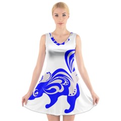 Skunk Animal Still From V-neck Sleeveless Skater Dress by Nexatart