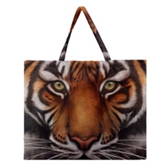 The Tiger Face Zipper Large Tote Bag by Nexatart