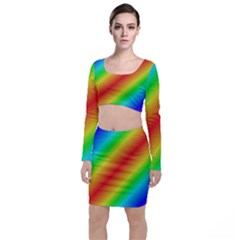 Background Diagonal Refraction Long Sleeve Crop Top & Bodycon Skirt Set by Nexatart