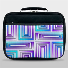 Geometric 3d Metallic Aqua Purple Lunch Bag by Nexatart