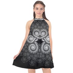 Fractal Filigree Lace Vintage Halter Neckline Chiffon Dress  by Nexatart