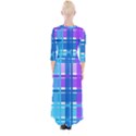 Gingham Pattern Blue Purple Shades Quarter Sleeve Wrap Maxi Dress View2