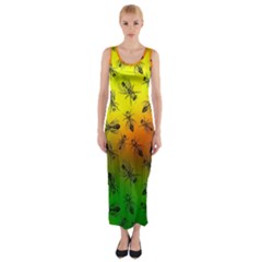 Insect Pattern Fitted Maxi Dress by Sapixe