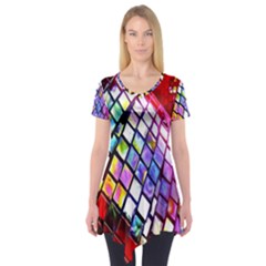 Multicolor Wall Mosaic Short Sleeve Tunic  by Sapixe