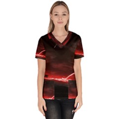 Outer Space Red Stars Star Scrub Top by Sapixe