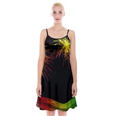 Rainbow Fireworks Celebration Colorful Abstract Spaghetti Strap Velvet Dress by Sapixe