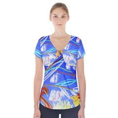 Dscf1385 - Sunflowers In Ceramic Jur Short Sleeve Front Detail Top by bestdesignintheworld