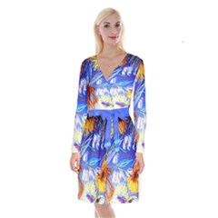 Dscf1385 - Sunflowers In Ceramic Jur Long Sleeve Velvet Front Wrap Dress by bestdesignintheworld