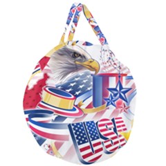 United States Of America Usa  Images Independence Day Giant Round Zipper Tote by Sapixe