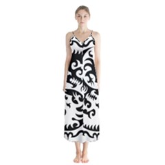 Ying Yang Tattoo Button Up Chiffon Maxi Dress by Sapixe