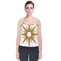 Star Golden Glittering Yellow Rays Velvet Spaghetti Strap Top by Sapixe