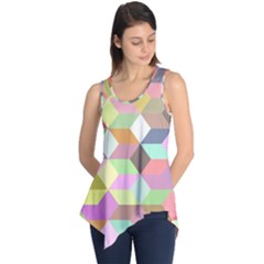 Mosaic Background Cube Pattern Sleeveless Tunic by Sapixe