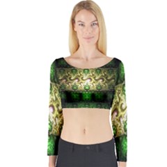 Fractal Art Digital Art Long Sleeve Crop Top by Sapixe