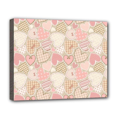 Cute Romantic Hearts Pattern Deluxe Canvas 20  X 16   by yoursparklingshop