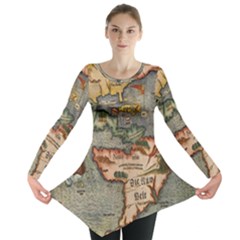 Vintage Map Long Sleeve Tunic  by ArtworkByPatrick