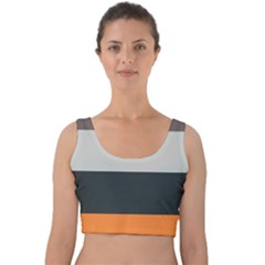 Orange Sand Charcoal Stripes Pattern Striped Elegant Velvet Crop Top by yoursparklingshop