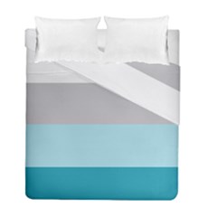 Blue Gray Striped Pattern Horizontal Stripes Duvet Cover Double Side (full/ Double Size) by yoursparklingshop