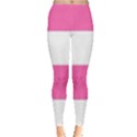 Horizontal Pink White Stripe Pattern Striped Leggings  View1