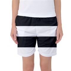 Black And White Striped Pattern Stripes Horizontal Women s Basketball Shorts by yoursparklingshop