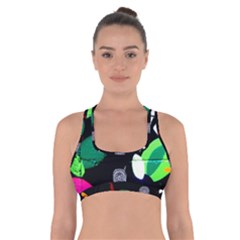 Graffiti On Green And Pink Designs Cross Back Sports Bra by flipstylezfashionsLLC