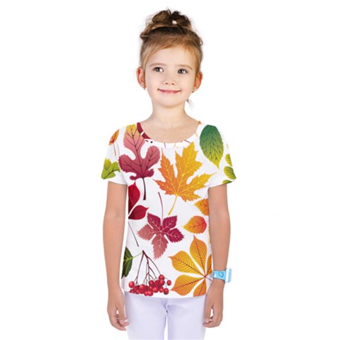 Beautiful Autumn Leaves Vector Kids  One Piece Tee by Nexatart