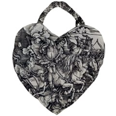 Four Horsemen Of The Apocalypse - Albrecht Dürer Giant Heart Shaped Tote by Valentinaart