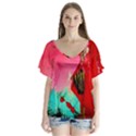 Humidity V-Neck Flutter Sleeve Top View1