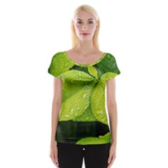 Leaf Green Foliage Green Leaves Cap Sleeve Tops by Simbadda