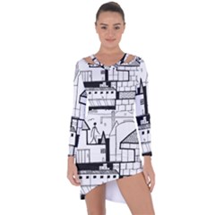 Drawing  Asymmetric Cut-out Shift Dress by ValentinaDesign