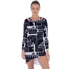 Drawing  Asymmetric Cut-out Shift Dress by ValentinaDesign