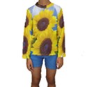 Sunflower Floral Yellow Blue Sky Flowers Photography Kids  Long Sleeve Swimwear View1