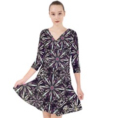 Dark Tropical Pattern Quarter Sleeve Front Wrap Dress by dflcprints