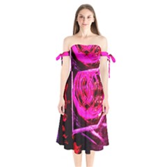 Calligraphy 2 Shoulder Tie Bardot Midi Dress by bestdesignintheworld