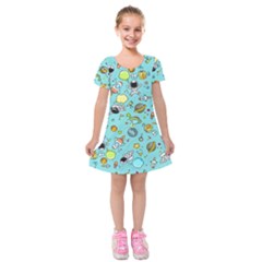 Space Pattern Kids  Short Sleeve Velvet Dress by Valentinaart