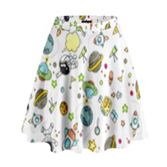 Space Pattern High Waist Skirt by Valentinaart