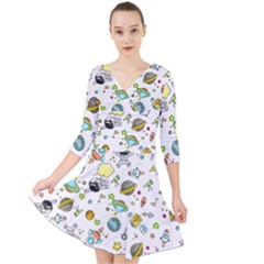 Space Pattern Quarter Sleeve Front Wrap Dress by Valentinaart