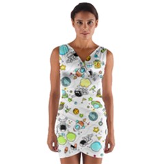 Space Pattern Wrap Front Bodycon Dress by Valentinaart