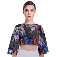 Buckeut In A Blue Jur Tie Back Butterfly Sleeve Chiffon Top by bestdesignintheworld