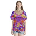 Exhilaration - V-Neck Flutter Sleeve Top View1