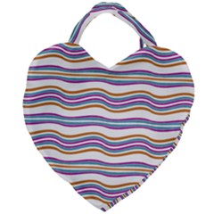 Colorful Wavy Stripes Pattern 7200 Giant Heart Shaped Tote by dflcprints