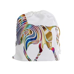 Horse Equine Psychedelic Abstract Drawstring Pouches (extra Large) by Simbadda