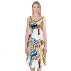 Horse Equine Psychedelic Abstract Midi Sleeveless Dress by Simbadda