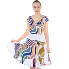 Horse Equine Psychedelic Abstract Cap Sleeve Front Wrap Midi Dress by Simbadda