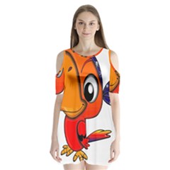 Bird Cartoon Character Parrot Shoulder Cutout Velvet One Piece by Simbadda