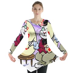 Bunny Easter Artist Spring Cartoon Long Sleeve Tunic  by Simbadda