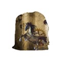 Awesome Steampunk Horse, Clocks And Gears In Golden Colors Drawstring Pouches (Large)  View1